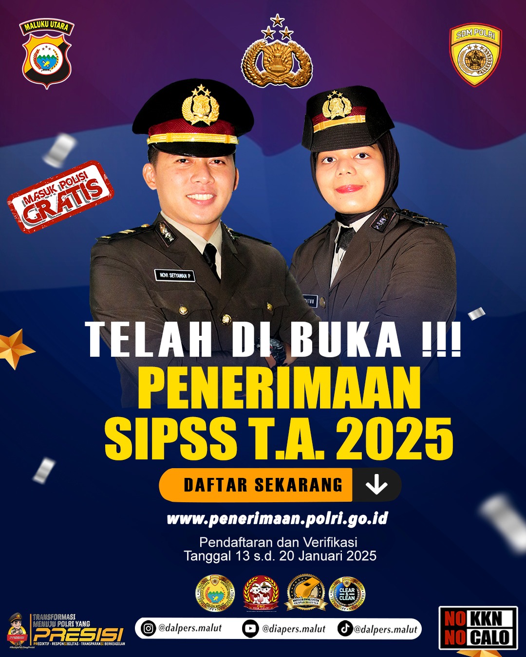 Penerimaan SIPSS 2025 Dibuka, Polda Ajak Putra-Putri terbaik Maluku Utara daftar diri