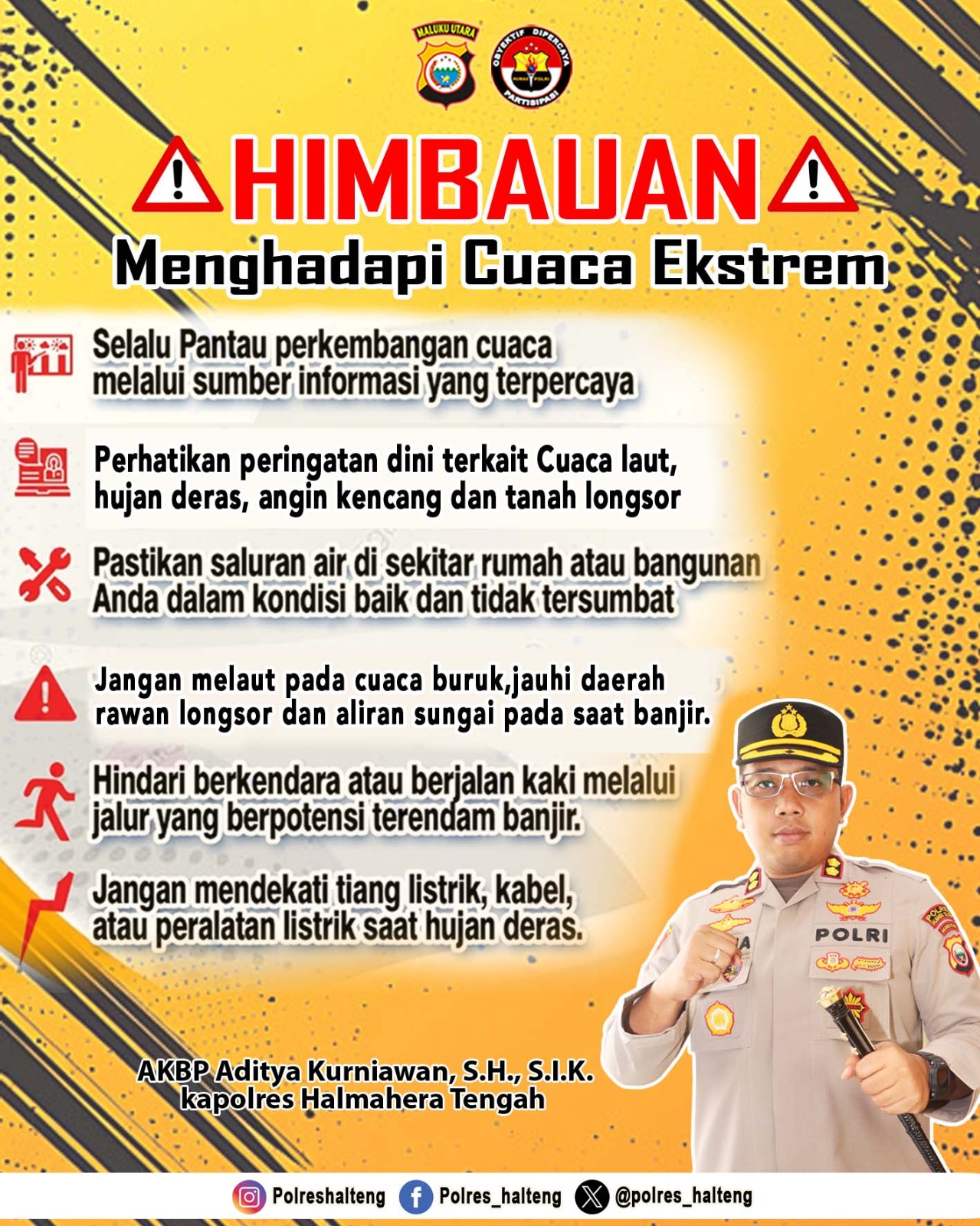 Kapolres Halteng Himbau Masyarakat waspada cuaca Ekstrem.