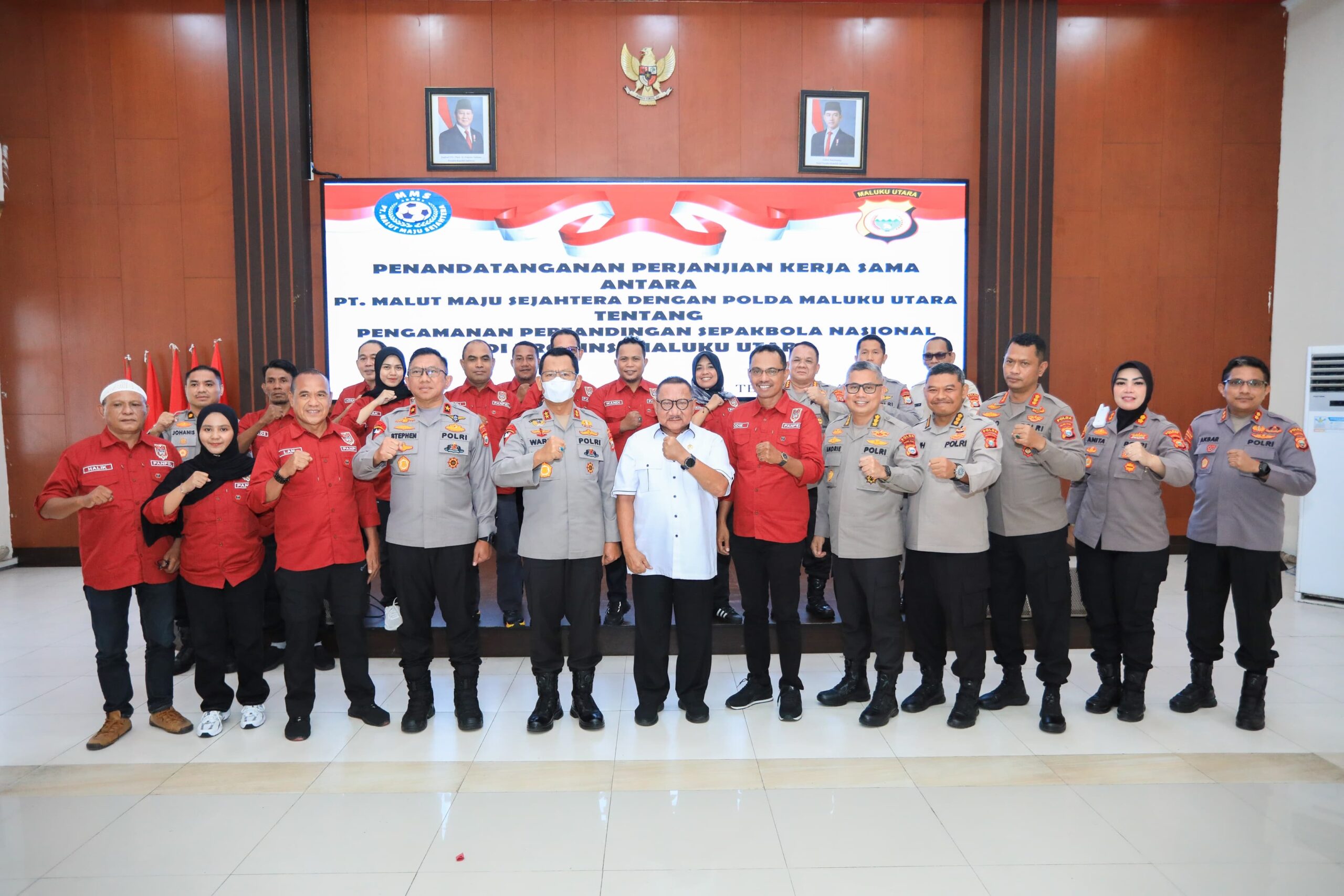 Polda Malut dan PT Malut Maju Sejahtera Teken MoU Pengamanan Liga Sepak Bola Nasional