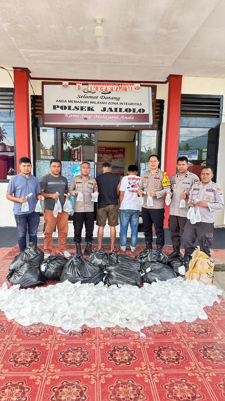 Polsek Jailolo Gagalkan Penyelundupan 800 Bungkus Miras Cap Tikus