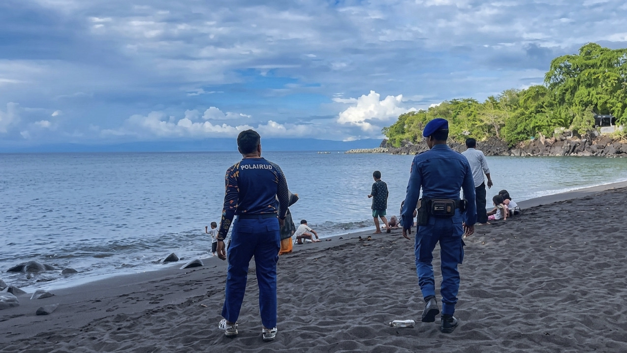 Libur Akhir Pekan, Ditpolairud Polda Malut Patroli Objek Wisata Pantai