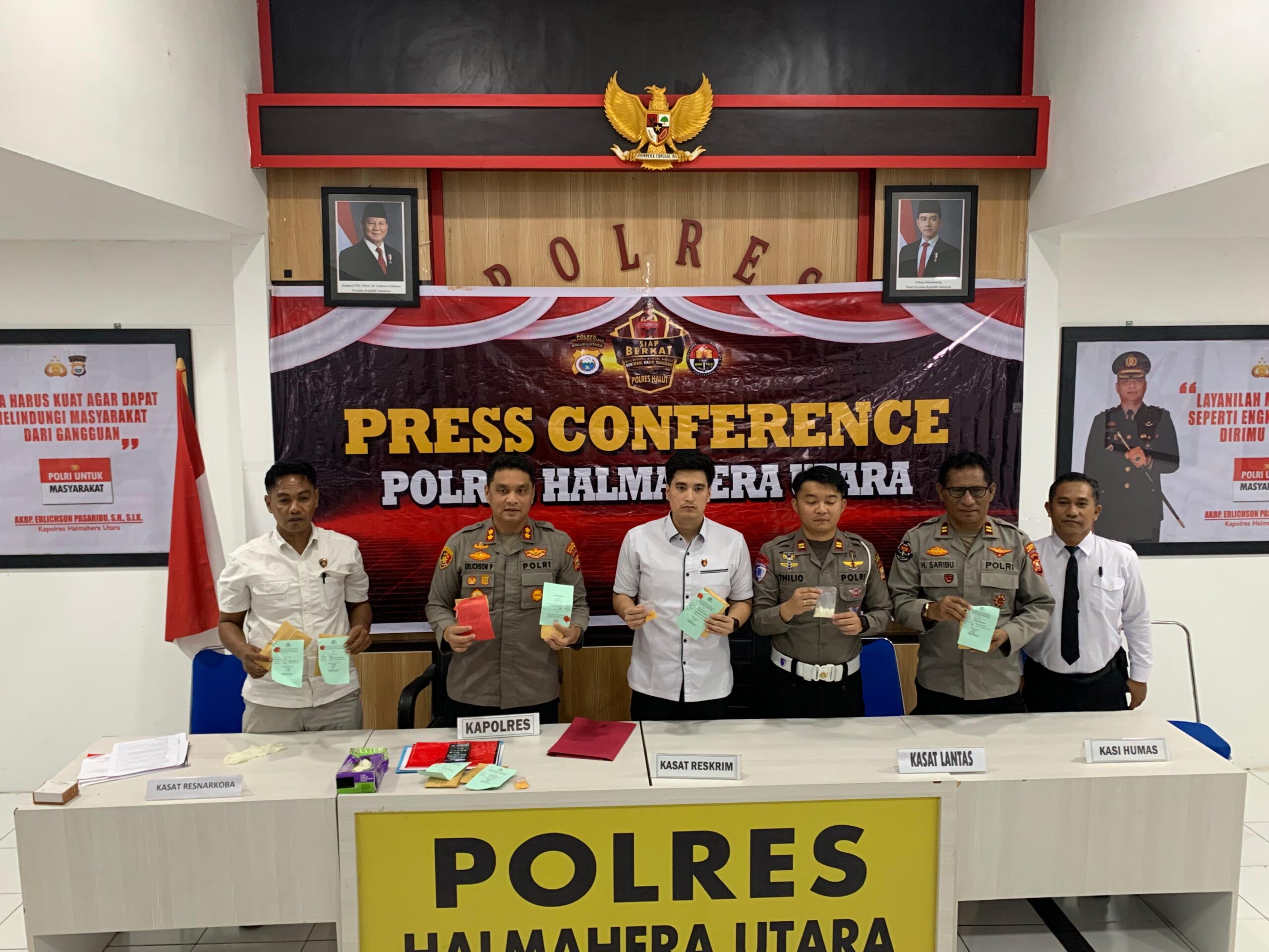 Polres Halmahera Utara Musnahkan Ratusan Liter Miras dan Narkotika Hasil KRYD