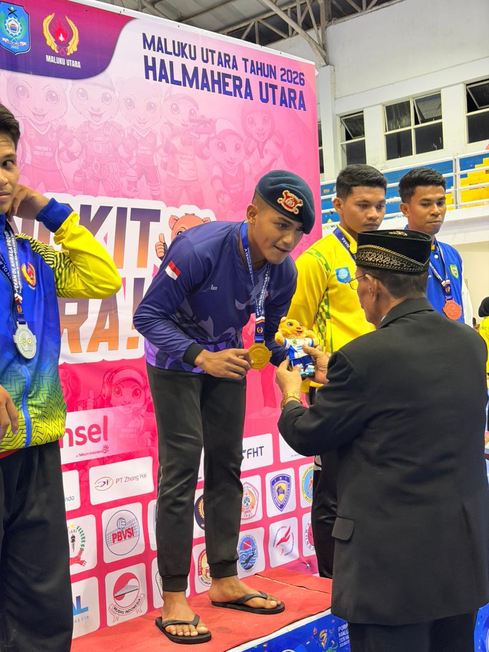 Personel Brimob Polda Malut Juara I Pencak Silat Kelas E Putra Porprov 2026