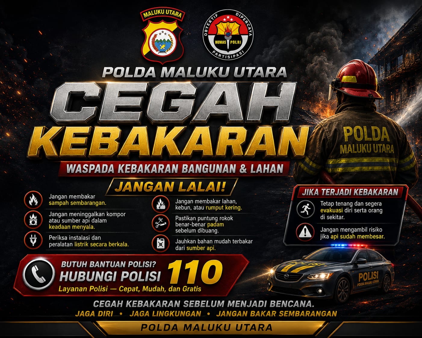 Cuaca Panas dan Minim Hujan, Polda Maluku Utara Imbau Warga Waspadai Ancaman Kebakaran