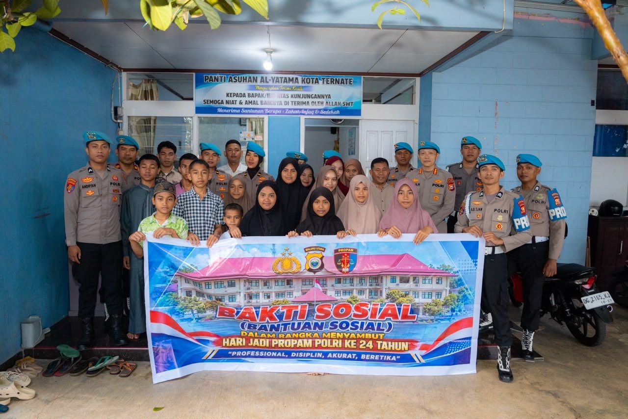 Sambut Hari Jadi Propam ke-24, Bidpropam Polda Malut Tebar Kebaikan Lewat Bakti Sosial di Panti Asuhan dan Anjangsana