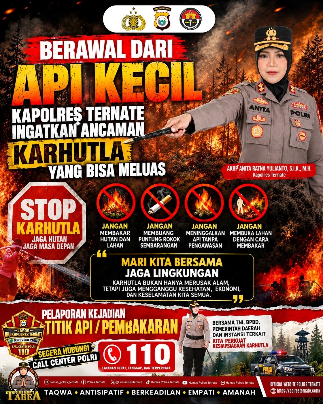 Polres Ternate Perkuat Langkah Preventif, Warga Diimbau Waspadai Ancaman Karhutla