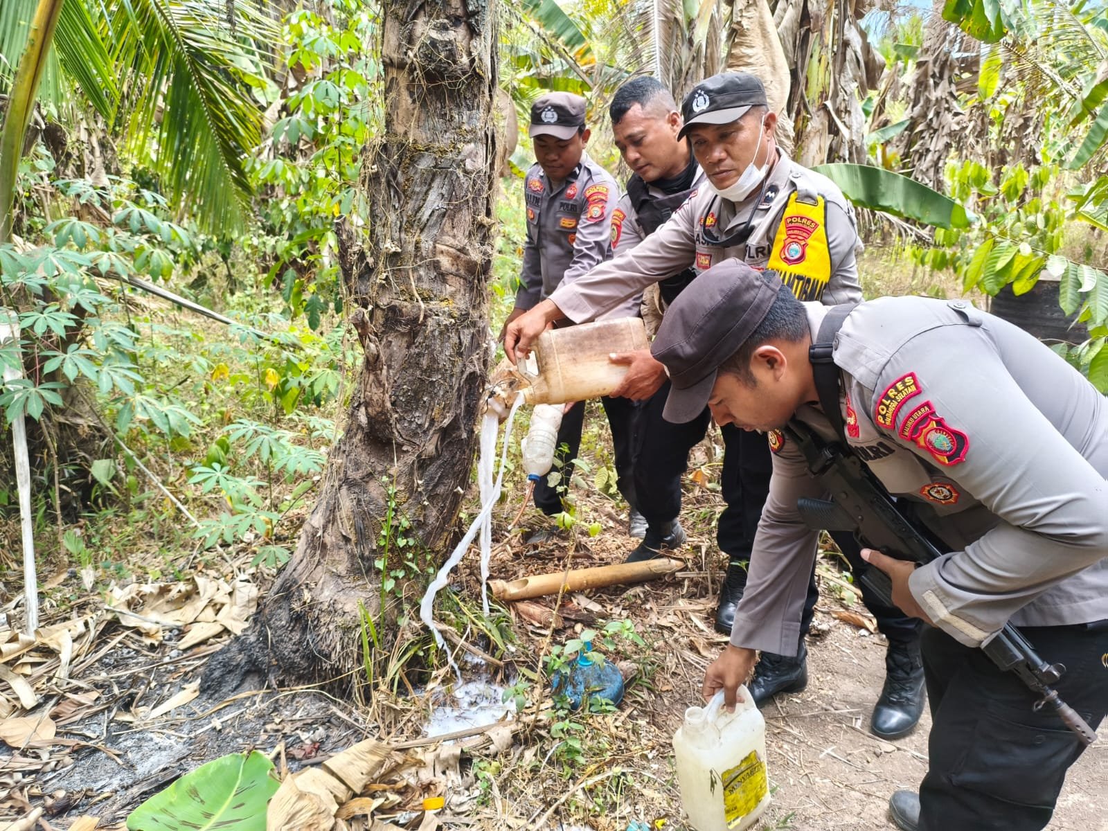 Polsek Gane Timur Gerebek Tempat Penyulingan Miras Cap Tikus di Desa Ranga-Ranga