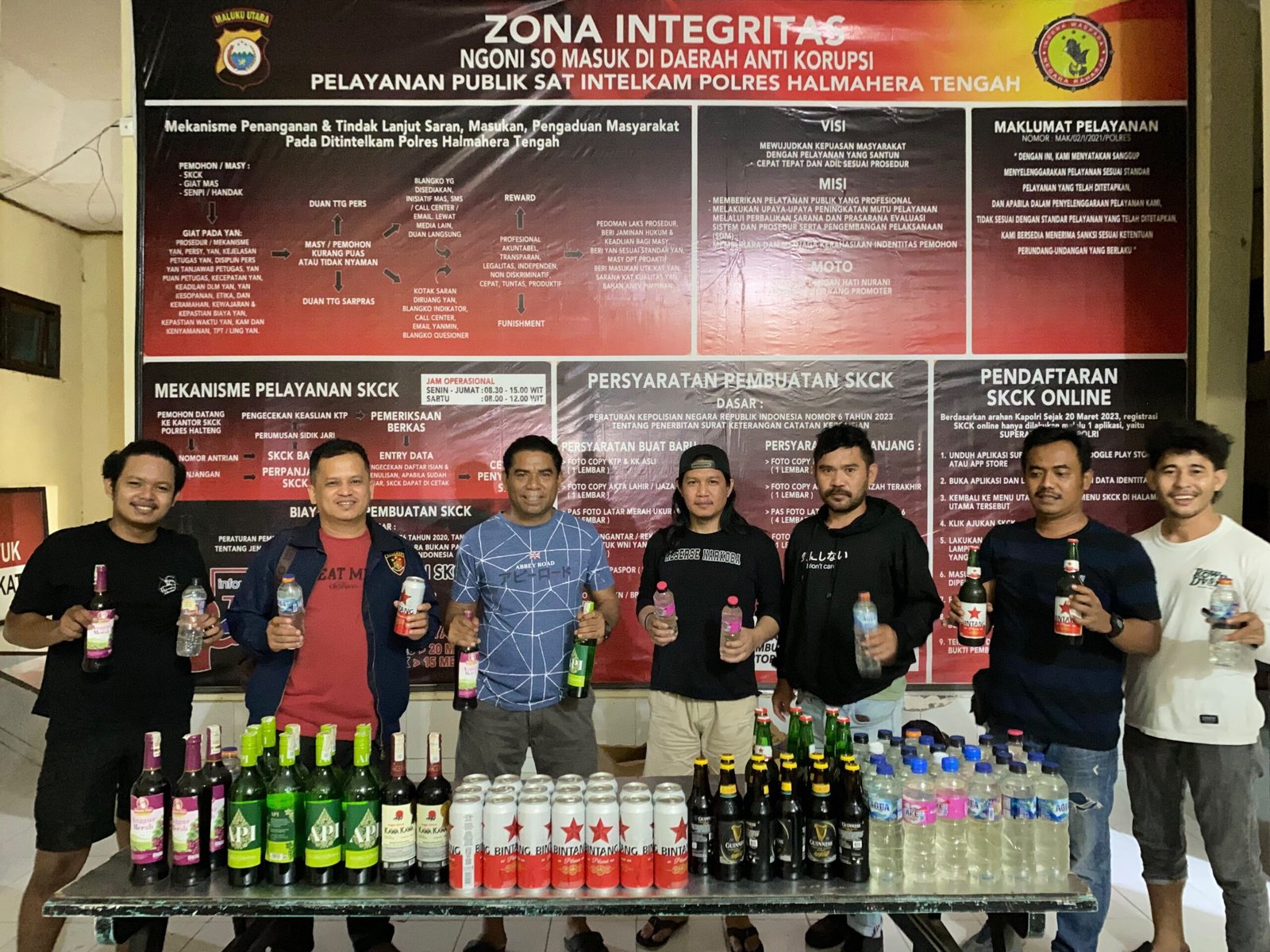 SATRESNARKOBA POLRES HALTENG GELAR PATROLI DAN RAZIA, AMANKAN PULUHAN BOTOL MINUMAN KERAS BERBAGAI JENIS