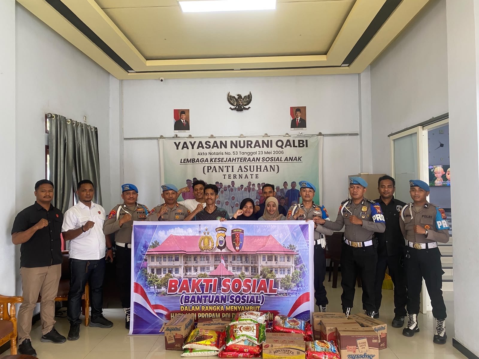 Sambut Hari Jadi Propam Polri ke-24, Propam Polres Ternate Gelar Bakti Sosial di Panti Asuhan Nurani Qalbi