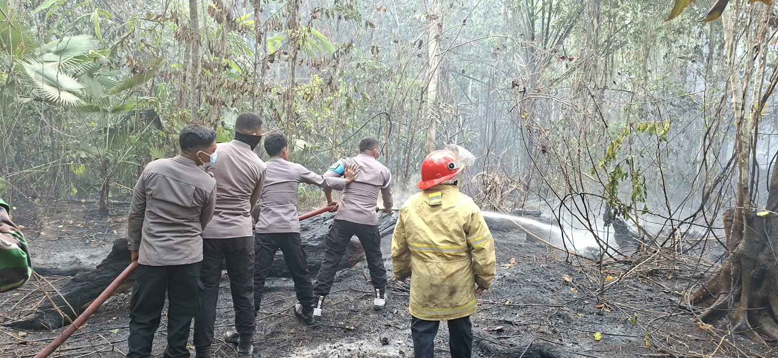 “Sinergi TNI-Polri dan Pemda Halteng Tangani Karhutla, Pembersihan dan Pemadaman Bara Api Terus Dilakukan”