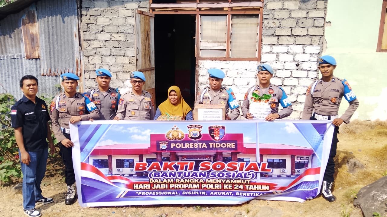 Sambut Hari Jadi Propam Polri ke-24, Propam Polresta Tidore Pererat Silaturahmi melalui Bantuan Sosial